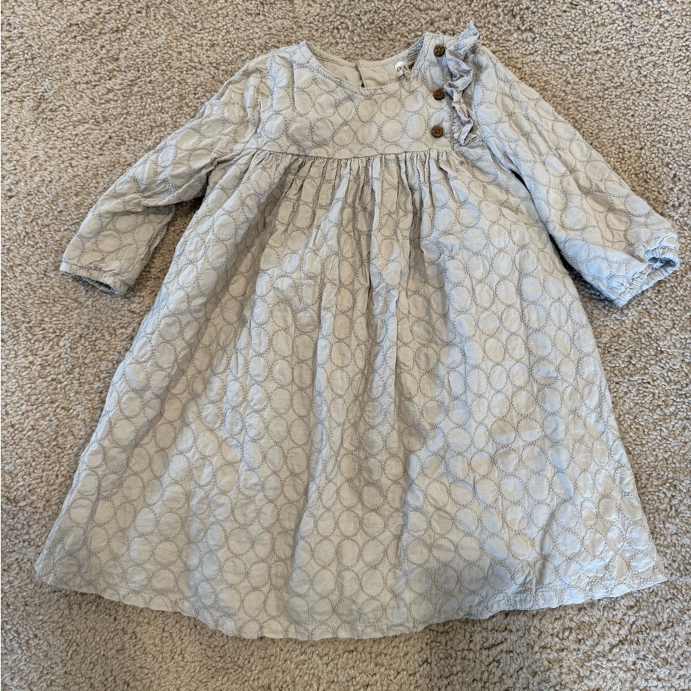Oliver & Rain Toddler Girls Grey Embroidered Dress 4T - Organic & Never Worn